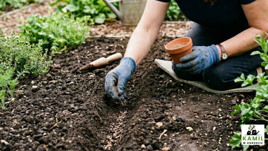 Wysiew fenkułu koperku ogrodowego