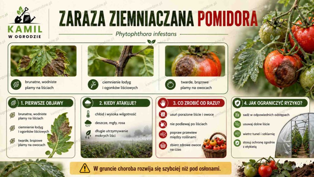 Zaraza ziemniaczana pomidora – objawy, przyczyny i zwalczanie | foto. Kamil w Ogrodzie
