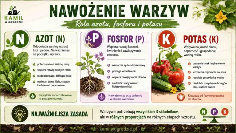 NPK w ogrodzie. Co oznaczają azot, fosfor i potas w nawożeniu warzyw? | foto. Kamil w Ogrodzie