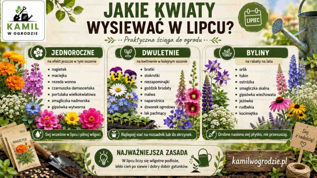 Jakie kwiaty wysiewamy w lipcu? Lista jednorocznych, dwuletnich i bylin