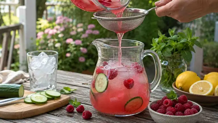 Lemoniada z malin i ogórka krok po kroku - gotowy przepis | foto. Kamil w Ogrodzie