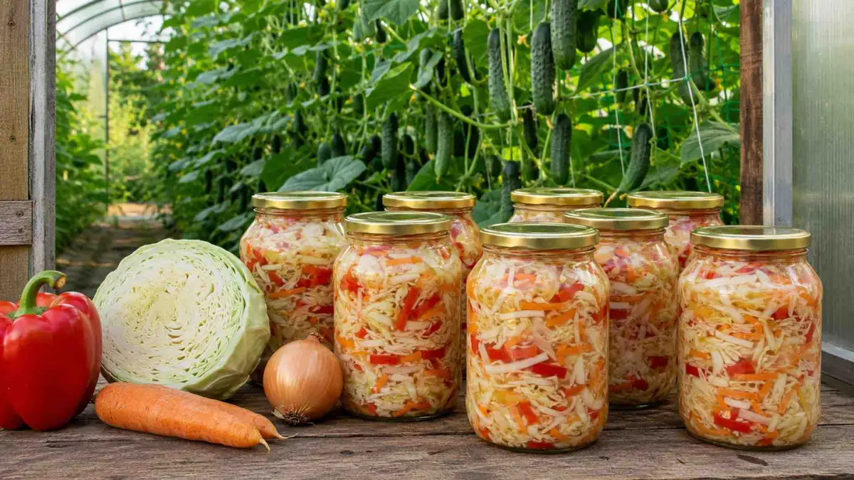 Surówka z białej kapusty do słoików na zimę - przepis krok po kroku
