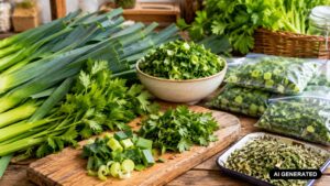 Jak przechować zielone części pora i naci selera przez zimę? Tak zachowasz je na zimę bez marnowania