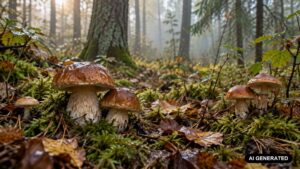 Padało? Nie biegnij od razu do lasu. Sam deszcz nie oznacza jeszcze wysypu grzybów | foto AI
