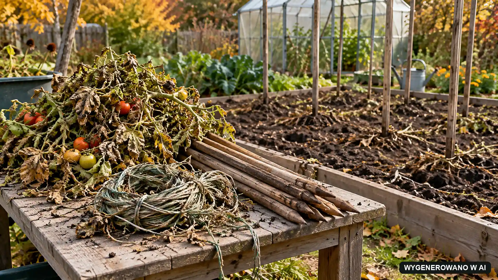 Po chorobie pomidorów nie kończ na wyrwaniu krzaków. Co zrobić z palikami, sznurkami i resztkami? | foto. AI