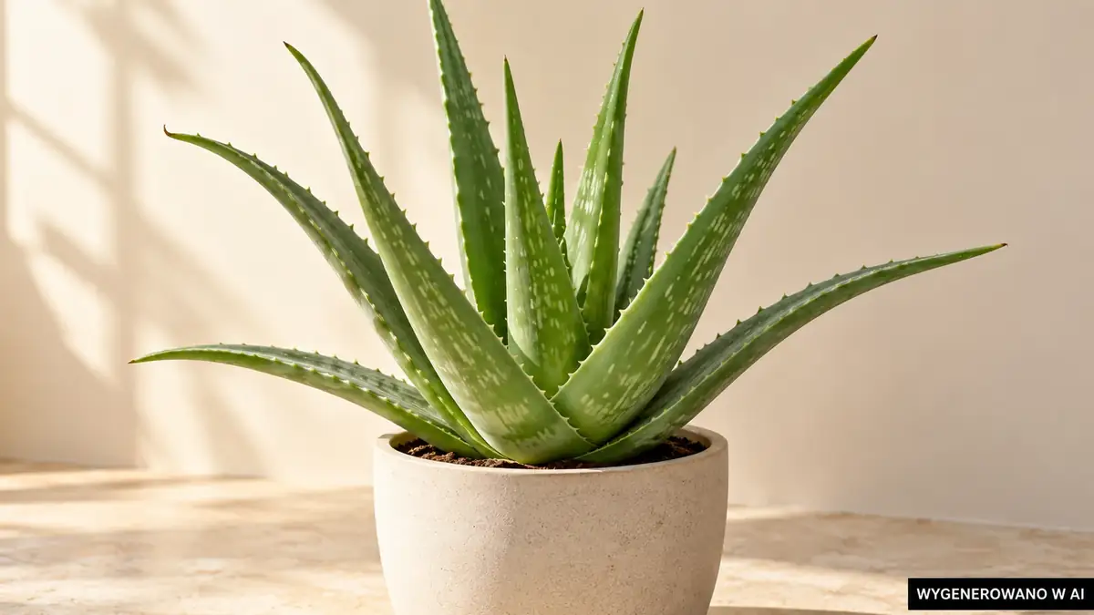 Aloes zwyczajny. Ilustracja wygenerowana w AI. Aloes zwyczajny (Aloe vera) - uprawa w doniczce, podlewanie i nawożenie